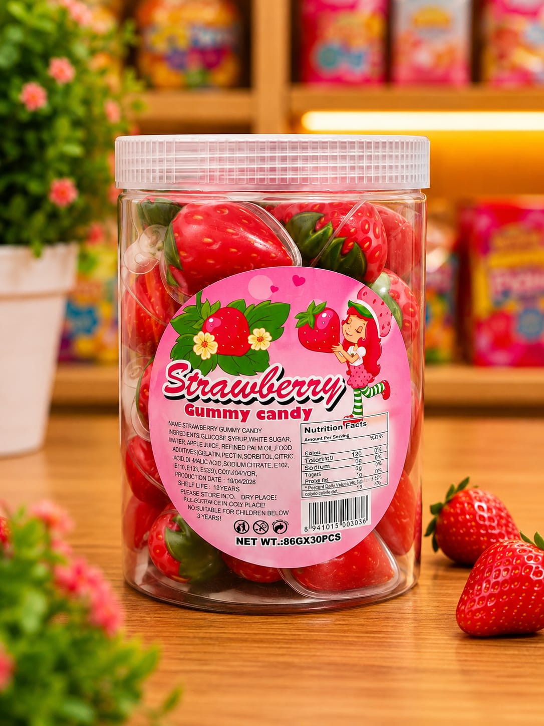 Strawberry - shaped Gummy Candy -30 pcs